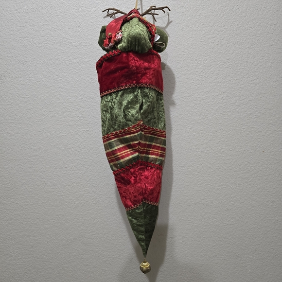 Rare Vintage Mark Roberts Deer Reindeer Stocking 55" Christmas Decor Round Top, - Picture 12 of 14